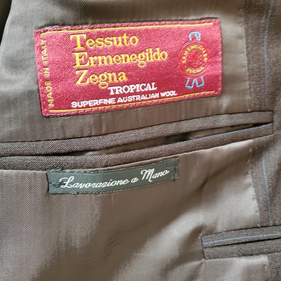 ERMENEGILDO ZEGNA Men's 100% Wool Brown Blue Stripped 3 Button Blazer sz 56 - Picture 5 of 11